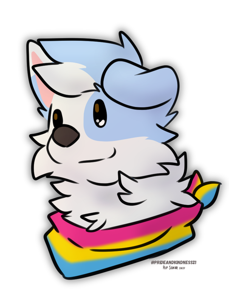 Shifty wearing a pansexual bandana.